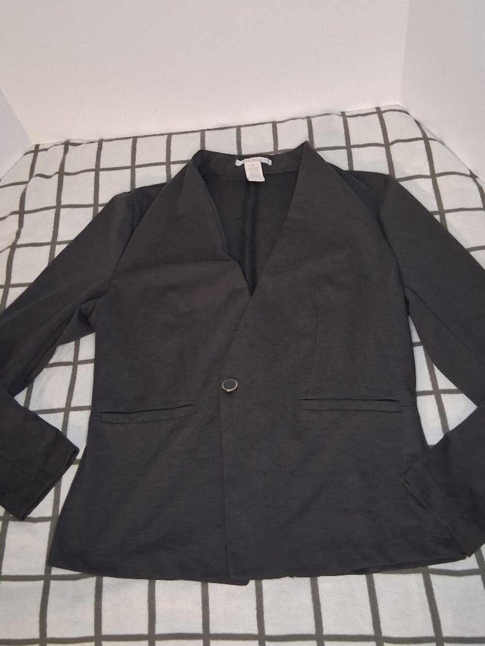 Medium Women’s Gray Linda Matthews Gray One-Button Blazer Career Workwear